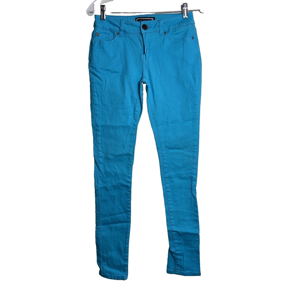 Kardashian Kollection Turquoise Skinny Jeans Y2K Aesthetic Teal Blue Stretch 4